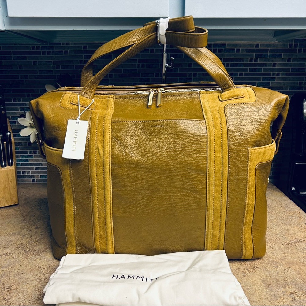 Hammitt Mustard Leather Weekender Travel Bag